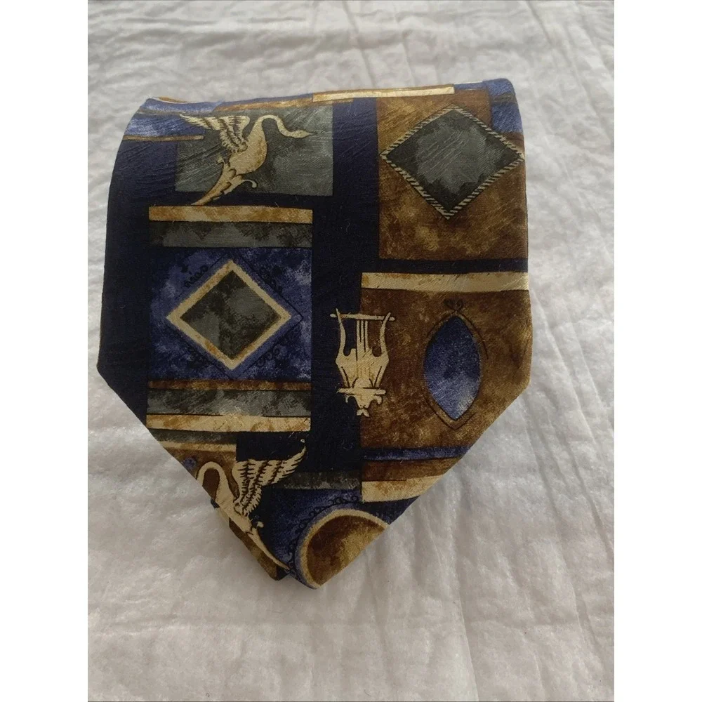 ERMENEGILDO ZEGNA Men's 100% Silk Goose Necktie Tie Made In Italy